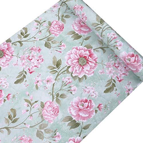 LIFAVOVY Retro Peony Floral Peel and Stick Wallpaper Decorative Shelf Liner Self Adhesive Wall Paper Removable Waterproof Roll 17.7 Inch x 32.8 FT … | The Storepaperoomates Retail Market - Fast Affordable Shopping