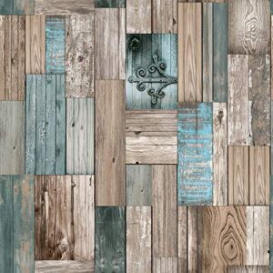 JZ·HOME 3003 Wood Panel Wallpaper Faux Wood Plank Wallpaper Home Kitchen Bedroom Living Room Decoration 20.8″ x 32.8ft