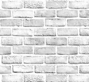 Yancorp 10ft White Gray Brick Wallpaper Peel and Stick Wallpaper Brick Vinyl Wrap ,Self-Adhesive Wallpaper Backsplash Kitchen Living Room