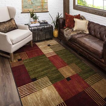 Mohawk Home New Wave Alliance Geometric Area Rug, 6’x9′, Tan/Red/Green | The Storepaperoomates Retail Market - Fast Affordable Shopping