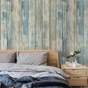 Wood Wallpaper 17.71″ X 196″ Self-Adhesive Removable Wood Peel and Stick Decorative Wall Covering Vintage Wood Panel Interior Film Surfaces Easy to Clean