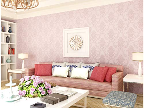 Victorian Damask Embossed Wallpaper Peel and Stick Wall Paper Mural for Bedroom Bathroom Living Room Home Decoration (53cmx3m, Light Pink) | The Storepaperoomates Retail Market - Fast Affordable Shopping
