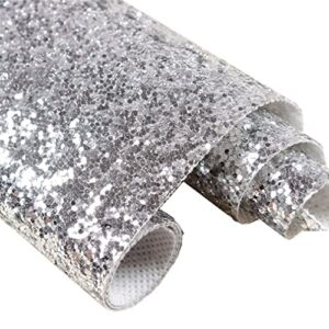DHHOUSE Silver Chunky Glitter Wallpaper Peel and Stick ,Removable Glitter Wallcovering Decorative Fabric 17.3” by 195”