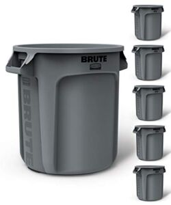Rubbermaid Commercial Products – FG261000GRAY BRUTE Heavy-Duty Trash/Garbage Can, Pack of 6