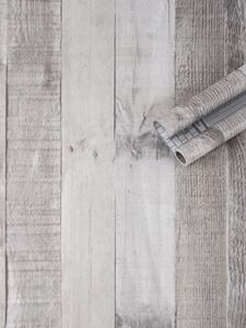 Art3d 17.7″x78.7″ Peel and Stick Wallpaper – Decorative Self Adhesive Vinyl Film Wood Grain Wallpaper for Furniture Cabinet Countertop Shelf Paper, Brownish Shiplap Wallpaper