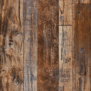 WENMER 17.71″ x 394″ Brown Wood Peel and Stick Wallpaper Shiplap Self Adhesive Wallpaper Wood Plank Wallpaper for Countertop Cabinet Shelf Drawer Wall Door