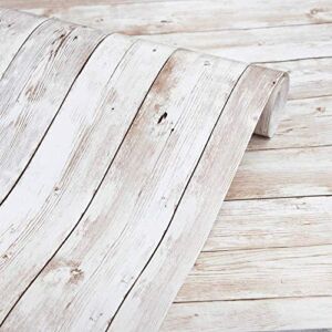 Wood Wallpaper 22.4 in X 118 in Self-Adhesive Removable Wood Peel and Stick Wallpaper Decorative Wall Covering Vintage Wood Panel Interior Film Wood Wallpaper