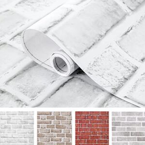 Coavas Brick Wallpaper Peel and Stick White Christmas 17.7×393.7 Inches for Bedroom Faux Brick Kitchen Cabinets Backsplash Fireplace Laundry Room Accent Walls Classroom Thicken (44.5x1000cm)
