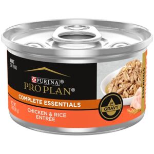 Purina Pro Plan High Protein Cat Food Wet Gravy, Chicken and Rice Entree – (24) 3 oz. Pull-Top Cans
