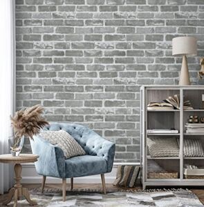 Timeet Vintage Gray Brick Peel and Stick Wallpaper Self Adhesive Wallpaper 3D Faux Textured Stone Wallpaper Removable Wallpaper for Bedroom Living Room Home Decor Vinyl Roll Film