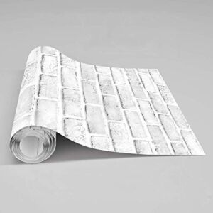 practicalWs 17.71”×236.2” White/Gray Brick Pattern Wallpaper Self-Adhesive 3D Effect Wall Paper Peel and Stick Removable Vinyl Film for Home Decoration, Cover Furniture, Christmas Wall Decoration