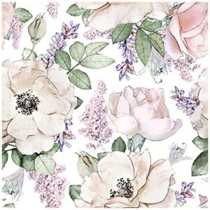 HaokHome 93012 Peony Peel and Stick Floral Wallpaper Removable Beige/Pink/Grey Vinyl Cabinet Self Adhesive Shelf Liner 17.7in x 9.8ft