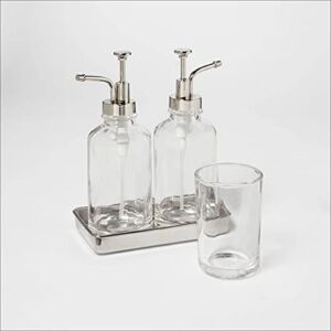 Double Soap Pump Oil Can Clear Glass w/ Stylish Tray – Threshold
