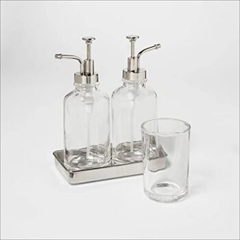 Double Soap Pump Oil Can Clear Glass w/ Stylish Tray – Threshold | The Storepaperoomates Retail Market - Fast Affordable Shopping