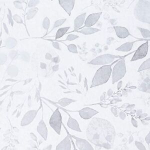 Melwod Gray Breezy Leaves Peel and Stick Wallpaper 17.7” x 394” Neutral Watercolor Floral Leaf Contact Paper Self-Adhesive Vinyl for Drawer Liner Shelf Cabinets Furniture Accent Walls