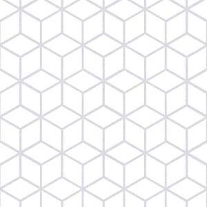 Mecpar Geometric Hexagon Contact Paper 17.71” x 32.8 Ft White and Silver Stripes Wallpaper Hexagon Peel and Stick Wallpaper Self Adhesive Wallpaper Vinyl Film Shelf Paper & Drawer Liner for Cabinet
