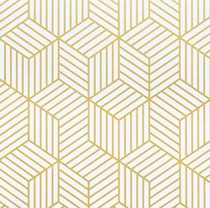 17.7”x78.7”White and Gold Geometric Wallpaper Gold Hexagon Contact Paper Gold Stripes Removable Self Adhesive Wallpaper Geometric Hexagon Peel and Stick Wallpaper for Wall Cabinet Vinyl Roll