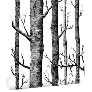17.7″ x 394″ Birch Tree Wallpaper Bedroom Peel and Stick Wallpaper Black Contact Paper Self Adhesive Wallpaper Removable Vinyl Film Decor WallCovering Living Room Shelf