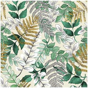 HaokHome 93060 Peel and Stick Leaves Forest Wallpaper Beige/Green/Tan Removable for Nursery Bedroom Decorations 17.7in x 118in