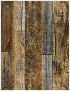 HaokHome 92048-2 Peel and Stick Wood Plank Wallpaper Shiplap 17.7in x 19.7ft Brown Vinyl Self Adhesive Decorative