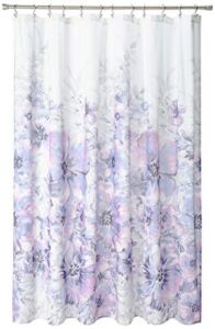 Madison Park Enza 100% Cotton Shower Curtain, Casual Large Floral Design, Modern Bathroom Decor, Machine Washable, Fabric Privacy Screen 72×72″, Lilac