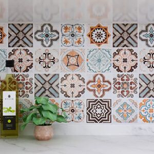 Decotalk Tile Contact Paper – Peel and Stick Wallpaper for Countertops 12″x120″ Bohemian Vintage Decorative Tiles Contact Paper Waterproof for Dining Room Shelf Liners Kitchen Bathroom Cabinets Desk