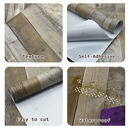 Distressed Wood Wallpaper Rustic Wood Wallpaper Peel and Stick Wallpaper 17.7”x 236” Self Adhesive Wood Contact Paper Faux Wood Wallpaper Vinyl Waterproof Removable Wallpaper for Bedroom Bathroom | The Storepaperoomates Retail Market - Fast Affordable Shopping