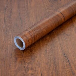 Peel and Stick Wood Grain Contact Paper 17.71″ X 118″ Brown Wooden Look Wallpaper Self-Adhesive Decorative Wood Wallpaper Removable Vinyl Film Easy to Apply for Old Furniture Kitchen Cabinets