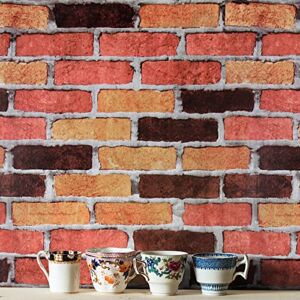 Red Brick Wallpaper Peel and Stick 17.7”x196.8”Self Adhesive Brick Wallpaper for Bedroom Red Brick Contact Paper Removable Wallpaper Faux Brick Wall Paper for Kitchen Backsplash Decorative Vinyl Film