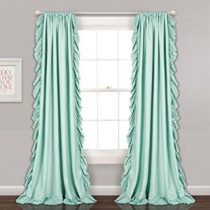 Lush Decor Reyna Light Blue Window Panel Curtain Set for Living, Dining Room, Bedroom (Pair), 84” x 54”,
