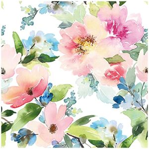 HaokHome 93069 Peel and Stick Wallpaper Floral Pink/Green/White Temporary for Nursery Bedroom Decorations 17.7in x 118in