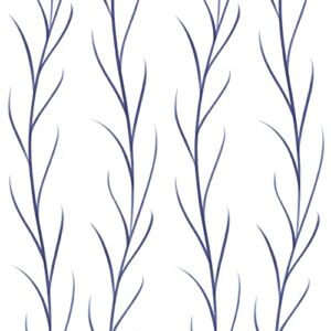 Caltero Blue Herringbone Wallpaper 17.7’’×118’’ Blue White Contact Paper Leaf Peel and Stick Wallpaper Botanical Vine Fern Water Plants Wall Paper for Living Room Bedroom Liner Interior Wall