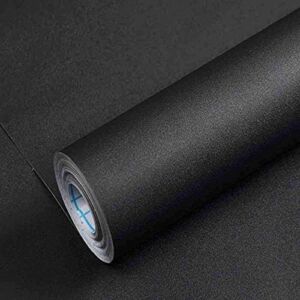 15.8″ x 400″Black Wallpaper Self Adhesive Film Peel and Stick Wallpaper Black Contact Paper Waterproof Removable DIY Decorative for Kitchen Cabinet Countertops Shelf Liner Upgrade Thicker