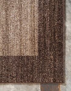 Unique Loom Del Mar Collection Area Rug-Transitional Inspired with Modern Contemporary Design, 2′ 7 x 10′ 0 Runner, Light Brown/Beige