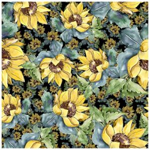 HaokHome 93146 Fall Decor Peel and Stick Wallpaper Sunflower Floral Removable Stick on Home Decor 17.7in x 118in