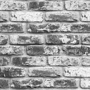 Jeweluck Gray Brick Wallpaper Peel and Stick Wallpaper 17.7inch×118.1inch Faux Brick Contact Paper Decorative Brick Kitchen Backsplash Wallpaper Brick Self Adhesive Removable Wallpaper for Bedroom