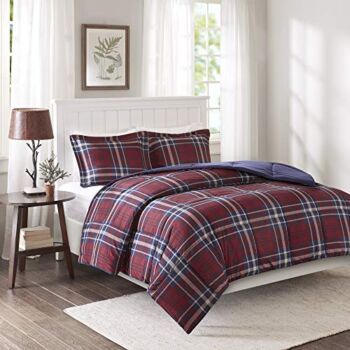 Madison Park Essentials Parkston Plaid Comforter, Matching Sham, 3M Scotchguard Stain Release Cover, Hypoallergenic All Season Bedding-Set, Twin/ Twin X-Large, Maroon | The Storepaperoomates Retail Market - Fast Affordable Shopping