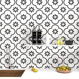 Black and White Wallpaper Peel and Stick Wallpaper Boho Wallpaper for Living Room Wall Floral Contact Paper for Cabinets Drawer Shelf Liner Self Adhesive Removable Wallpaper Vinyl Film 17.7×79 Inches