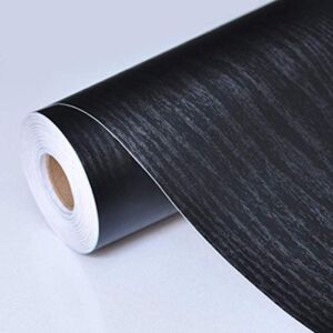 practicalWs Black Wood Wallpaper Peel and Stick 17.7in x 236.2in Wood Wallpaper Self Adhesive Shelf Liner Covering for Kitchen Countertop Cabinets Drawer Furniture Wall Door Vinyl PVC