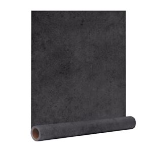 24″x394″ Black Grey Concrete Contact Paper Peel and Stick Wallpaper Removable Thick Matte Textured Cement Wallpaper for cabinets Kitchen Countertops Bedroom Self-Adhesive Vinyl Waterproof TruReno