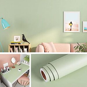 Livelynine Removable Sage Green Wallpaper Peel and Stick Wallpaper for Bedroom Boys Kids Room Bathroom Apartments Light Green Contact Paper for Cabinets Desk Classroom Walls Vintage 15.8X78.8″