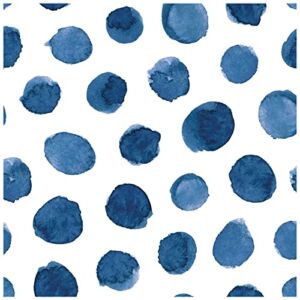 HAOKHOME 96099-1 Watercolor Brush Strokes Dots Peel and Stick Wallpaper Removable Indigo Blue/White Vinyl Self Adhesive Mural 17.7in x 32.8ft