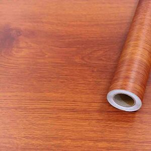 15.7″ x118″ Red Wood Wallpaper Self Adhesive Removable Wallpaper Decorative Wall Covering Film for Kitchen Table Countertop Cabinet and Christmas Background Wall