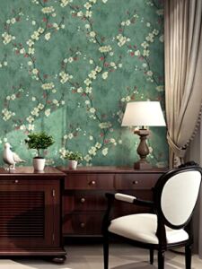 197″x17.7″ Floral Peel and Stick Wallpaper Boho Floral Contact Paper Removable Wallpaper Dark Green Contact Paper for Wall Furniture Cabinet Vinyl Roll