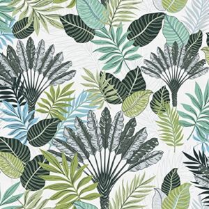 Orainege Green Floral Peel and Stick Wallpaper Green Floral Contact Paper 17.7inch x 78.7inch Tropical Palm Leaf Peel and Stick Wallpaper Floral Removable Wallpaper Vinyl Self Adhesive Wall Paper