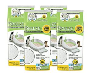 Purina Tidy Cats Breeze Cat Pad Refills, Clean & Easy Disposable Cat Pads for Breeze Litter System, Controls Odors, 10 Cat Pad Refills/Pack (Pack of 4)