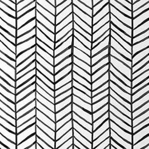 MulYeeh 17.7” x 472” Adhesive Peel and Stick Paper Herringbone Black White Wallpaper Removable Wall Covering Prepasted Decorative