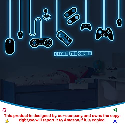Gaming Wall Decals Glow in The Dark Wall Decals Video Game Zone Wall Stickers Removable Gaming Room Wall Decor Peel and Stick for Boys Kids Bedroom Playroom… (Large Size-Blue) | The Storepaperoomates Retail Market - Fast Affordable Shopping