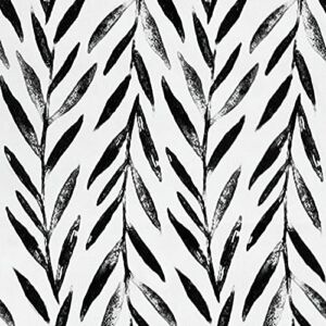 Wudnaye Black and White Wallpaper Peel and Stick Wallpaper Floral Contact Paper for Cabinets 17.7 inch × 78.7 inch Black and White Contact Paper Modern Leaf Wall Paper Removable Decorative Wallpaper