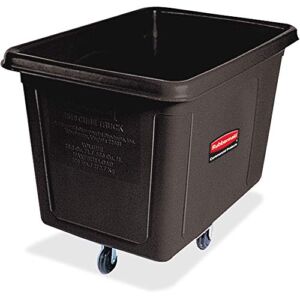 Rubbermaid Commercial Products MDPE 128.6-Gallon Laundry and Waste Collection Cube Truck, Rectangular, 34-1/8-Inch Width x 48-Inch Depth x 36-1/2-Inch Height, Black (FG461900BLA)